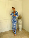 Vestido brescia de maternidad y lactancia color blanco con flores azules