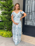 Vestido de maternidad, Dayana, azul garigoleado