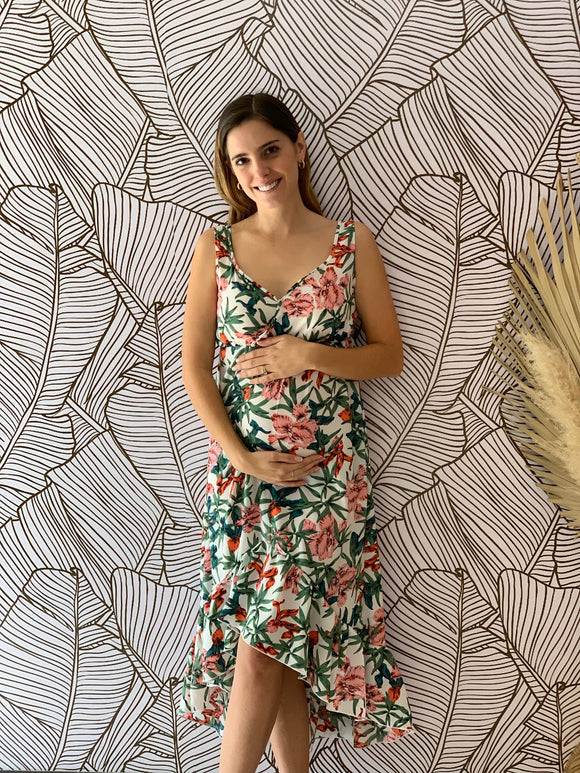 Vestido de maternidad y lactancia , Sandra blanco floreado