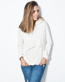 Sudadera de lactancia Gloria, blanca con capucha