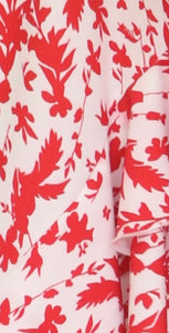 Tela blanca flores rojas Polyester