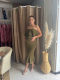 Vestido de maternidad, verde olivo Loredana sin mangas