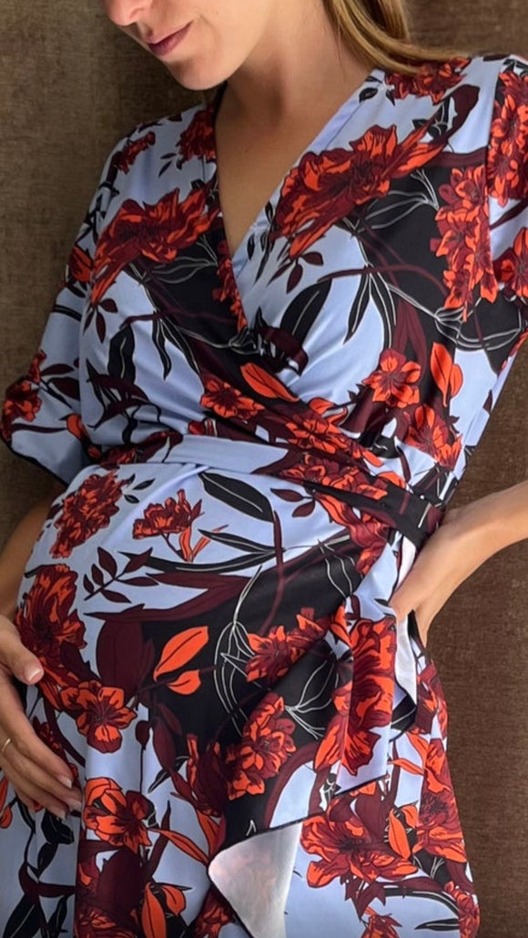 Tela naranja con azul