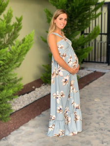 Vestido de maternidad, Mariana gris flores