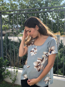 Blusa de lactancia Diana, gris flores