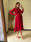 Vestido maternidad y  lactancia Romina Rojo largo