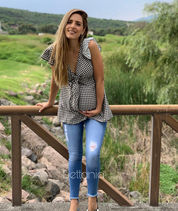 Blusa de maternidad, Brescia Cuadros Negros