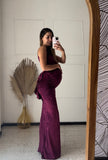 Vestido maternidad Eugenia largo terciopelo vino