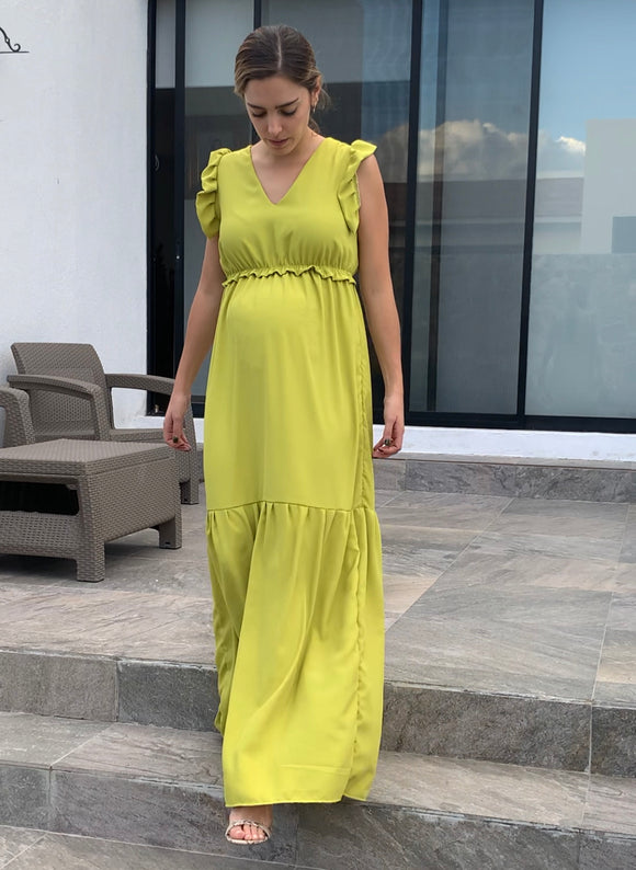 Vestido maternidad, verde limon Julieta