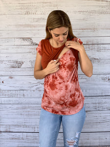 Blusa de maternidad y lactancia, tie dye naranja