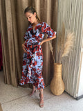 Vestido de maternidad, Ursula flores naranjas con azul