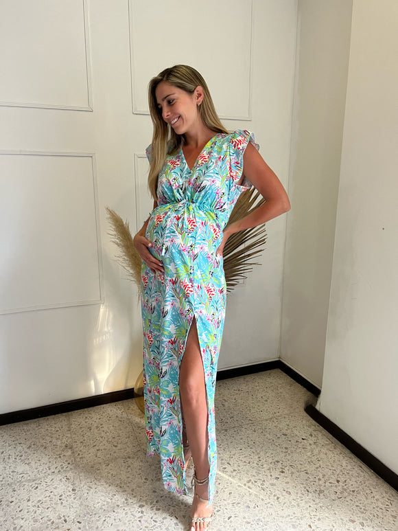 Vestido de maternidad, Bethzy aqua flores