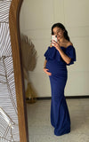 Vestido de maternidad Loredana largo, azul imperial