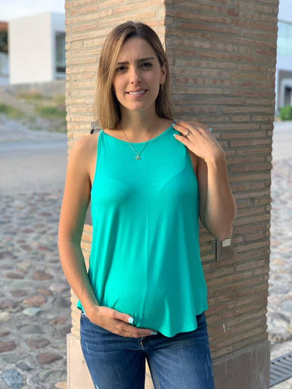 Blusa maternidad azul aqua, algodón
