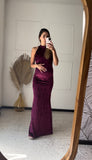 Vestido maternidad Eugenia largo terciopelo vino