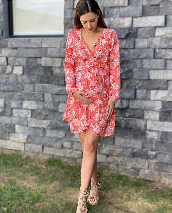 Vestido de maternidad, Natalia Naranja florecitas