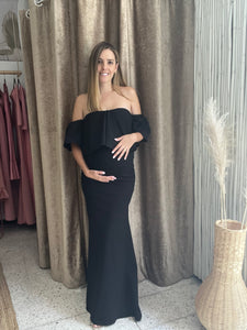 Vestido de maternidad Loredana largo, negro Ponti roma