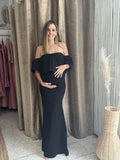 Vestido de maternidad Loredana largo, negro Ponti roma