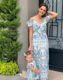 Vestido de maternidad, Dayana, azul garigoleado
