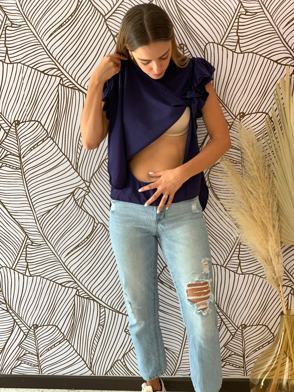 Blusa de lactancia, ruth azul marina