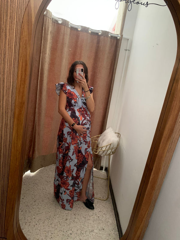 Vestido de maternidad, Bethzy naranja con azul