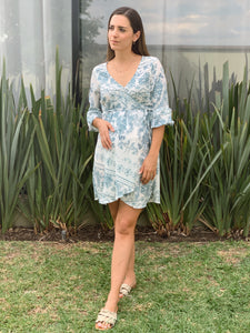 Vestido de maternidad, Natalia azul garigoleado
