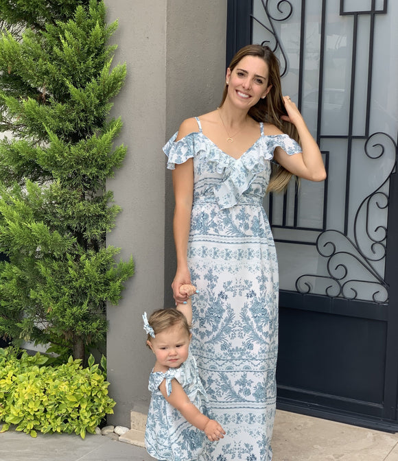 Vestidos matching azul garigoleados