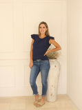 Blusa lactancia Andy, azul marina algodón