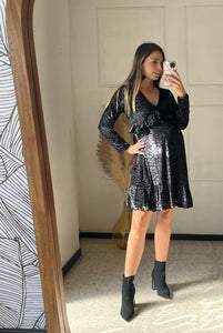 Vestido maternidad Karina negro terciopelo