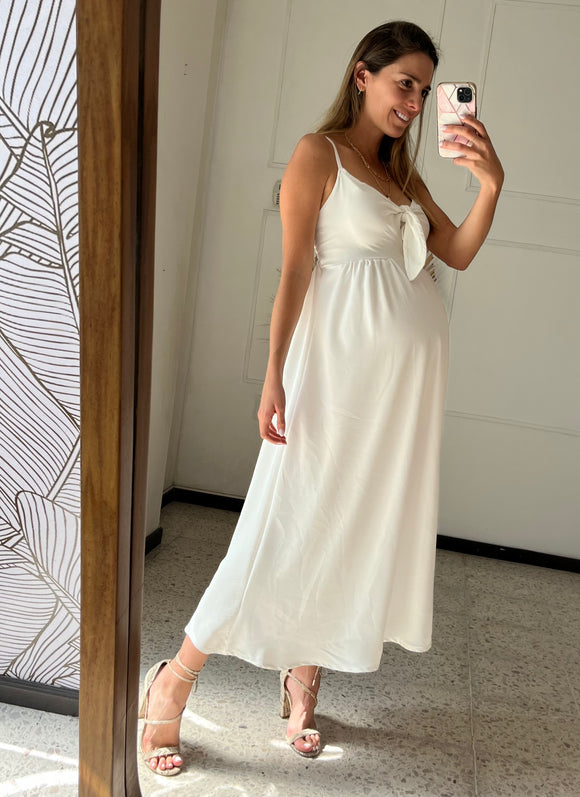 Vestido Manuela de maternidad y lactancia, largo ivory
