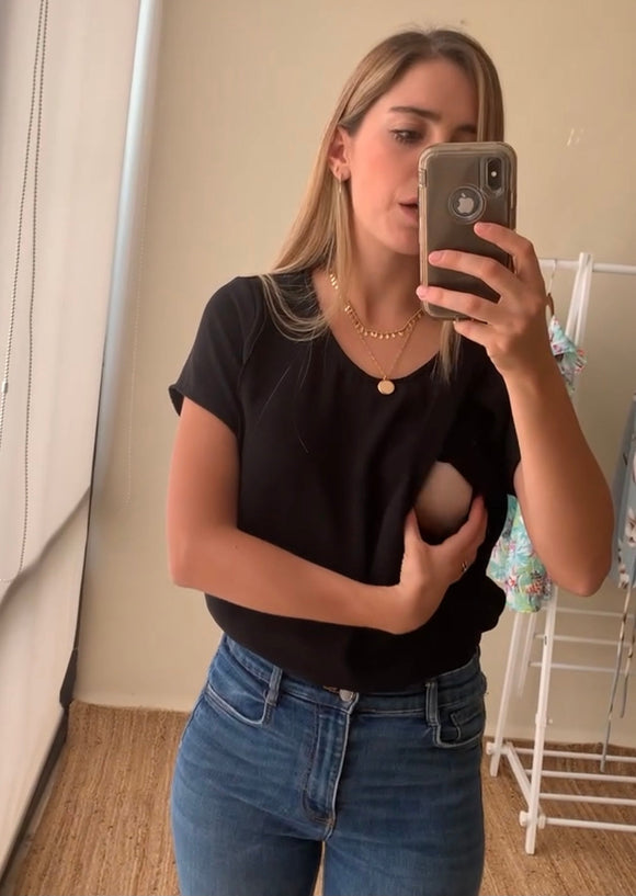 Blusa de lactancia, negra esme CH, G y XG