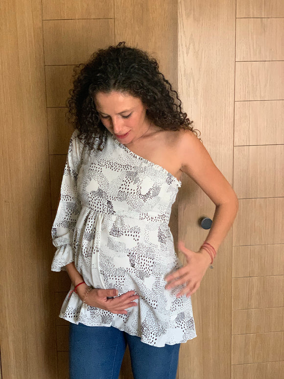 Blusa Antonella, blanco con negro