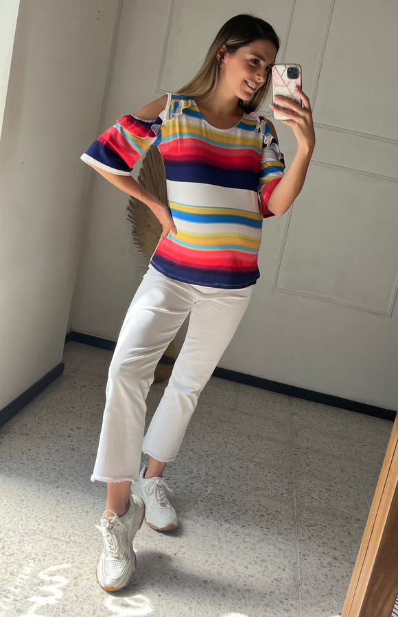 Blusa de maternidad sin hombros , colores