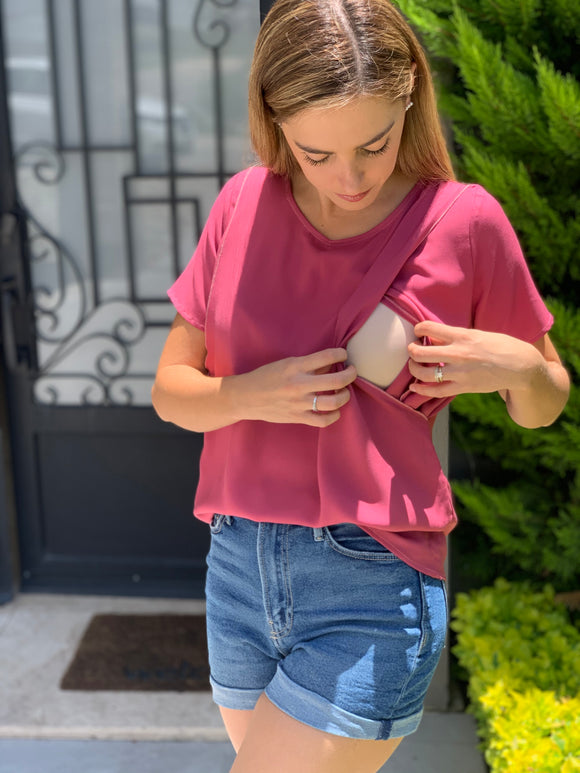 Blusa de lactancia Esme, rosa quemado