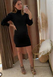 Vestido de maternidad, cuello de tortuga negro