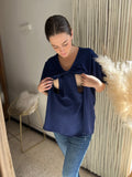 Blusa de lactancia/maternidad, azul Bertha