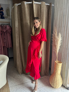Vestido de maternidad, Ursula rojo con olanes