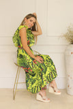 Vestido de Maternidad Angelica verde floreado vivo