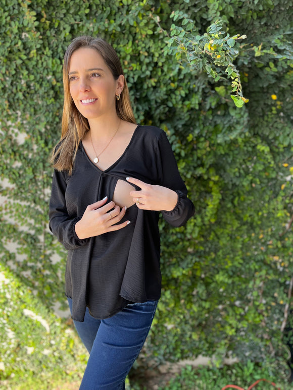 Blusa de lactancia/maternidad, Bertha negra