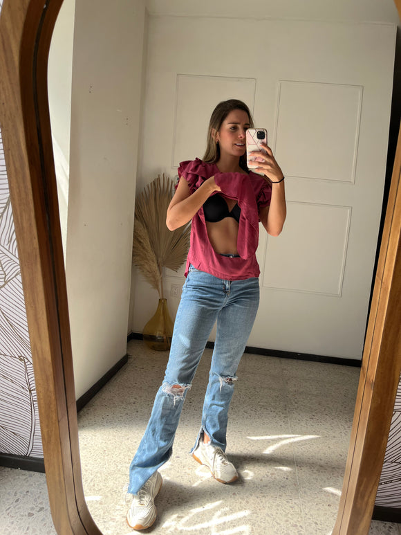 Blusa Ruth mangas Adri, rosa quemado