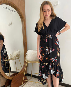 Vestido maternidad, Love/Carlota negro pajaritos