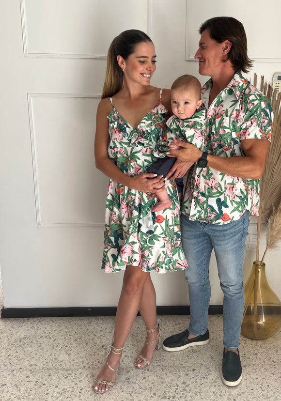 Matching floreado corto con blusa Niño