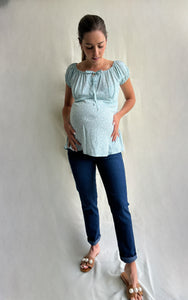 Blusa de maternidad florecitas verde LM